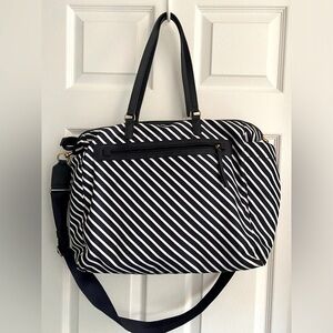 Tory Burch nylon diaper baby bag - navy and white striped